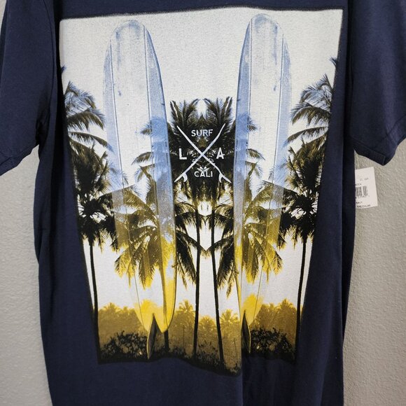 Awesome Sauce Mens Graphic T-Shirt Surf California Print Navy 100% Cotton Medium - Picture 2 of 7
